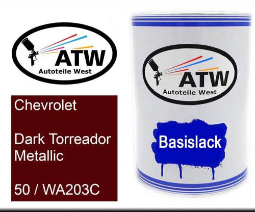 Chevrolet, Dark Torreador Metallic, 50 / WA203C: 500ml Lackdose, von ATW Autoteile West.